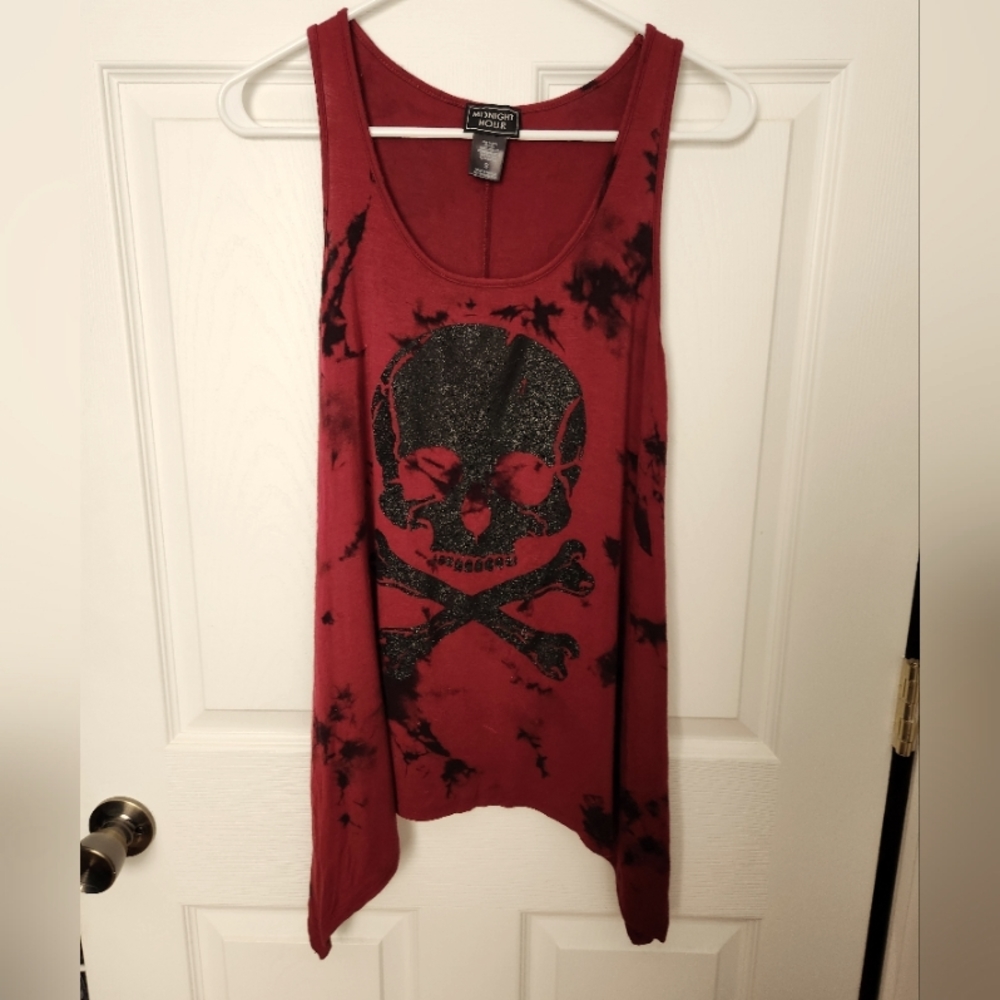 Midnight Hour Skull Racerback Tank Size Small Wine colored
